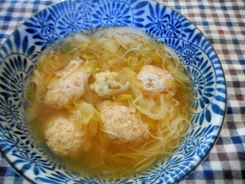 鶏つくねとネギのにゅう麺